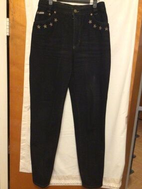 ESCADA any Margaretha Ley stars &anchor gold embroidered  jeans pockets SZ 40
